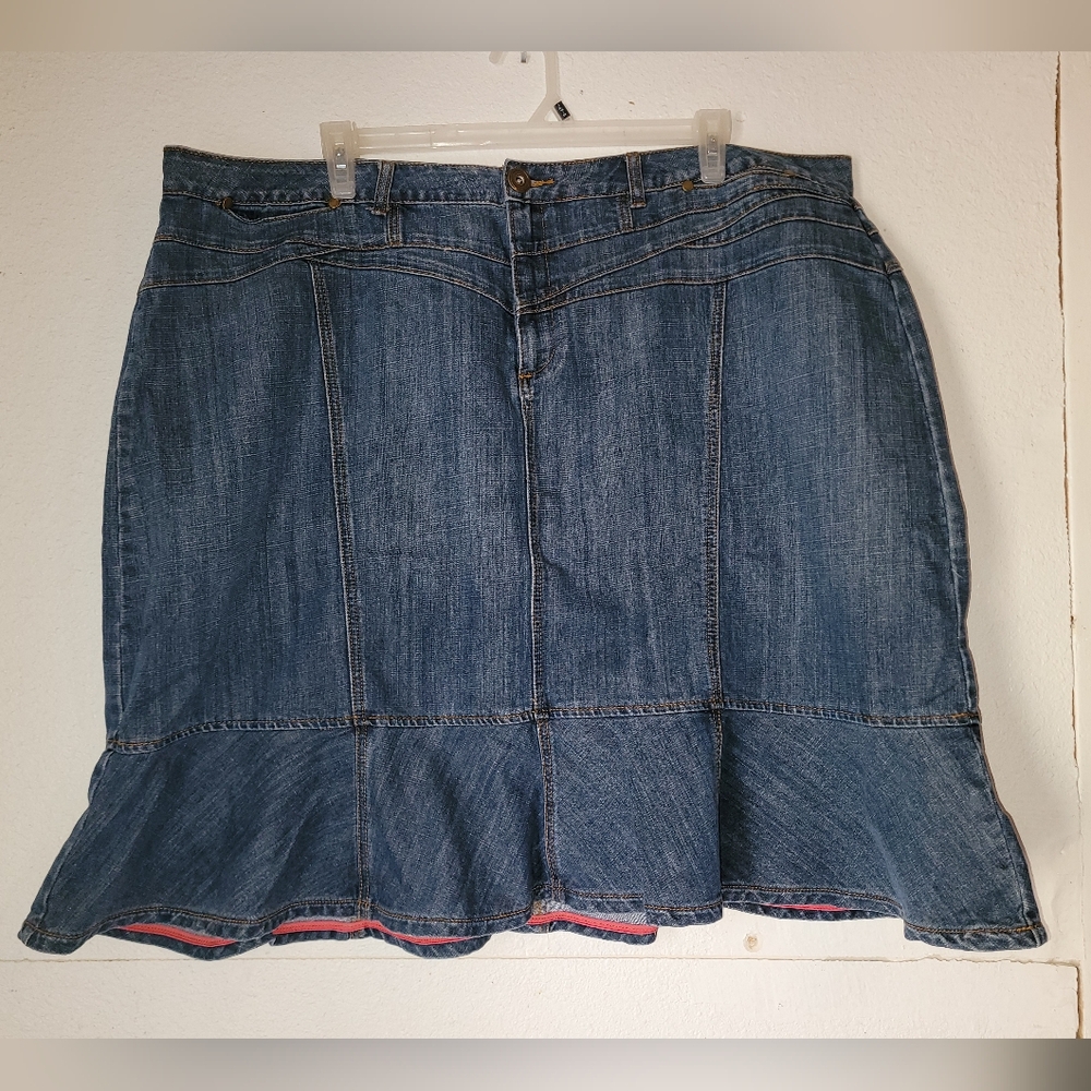 Motto Denim Skirt 28W Aline Heavyweight Blue Jean Mid-calf A-line